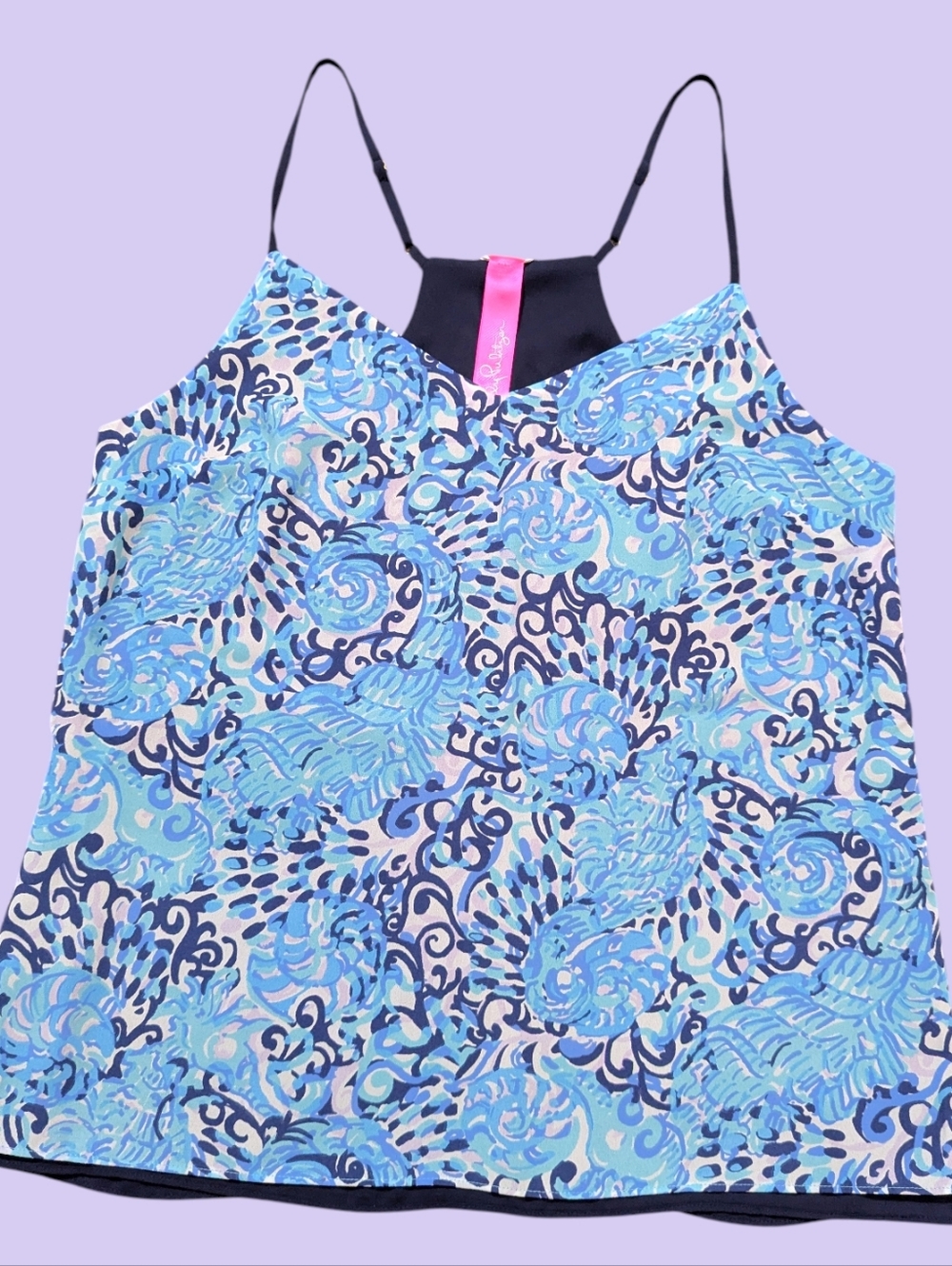 Lilly Pulitzer Spritz Reversible Top Women's Size Small Light Aqua Navy Blouse